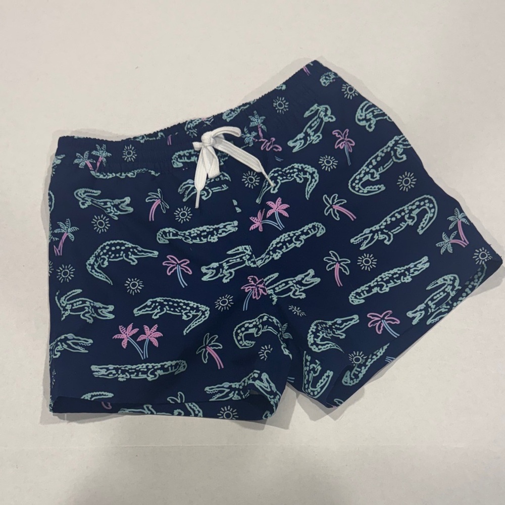 Chubbies Kids Swim Trunks - Navy with Pink and Teal Print